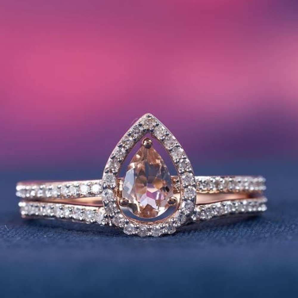 Miadora 10k Rose Gold Morganite & Diamond Ring Set